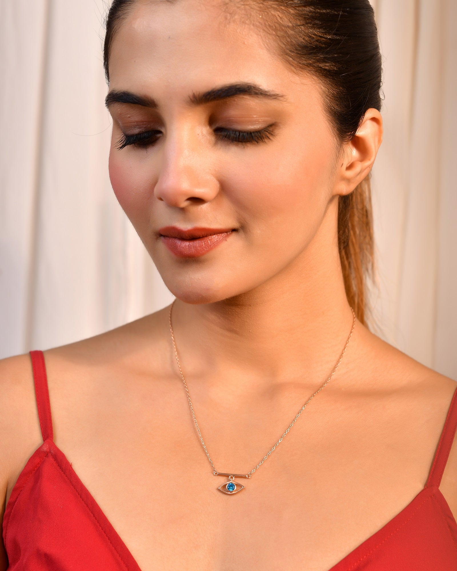 Ocean Iris Rose Gold Plated 925 Silver Chain Pendant